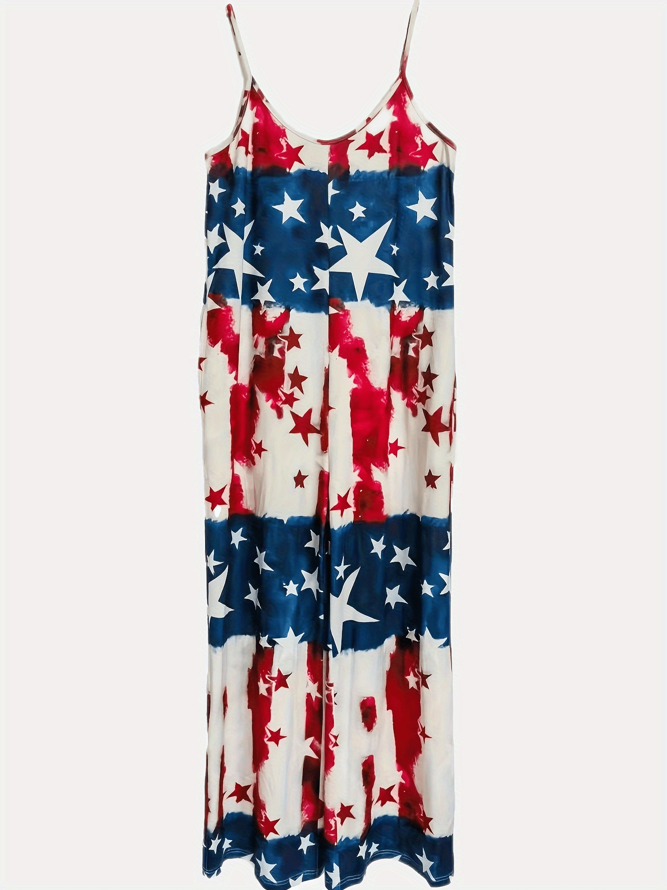 Flag Print Wide Leg Jumpsuit Sleeveless Casual Jumpsuit for Spring & Summer