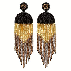 Vintage Boho Block Beads Tassel Earrings for Men Women Kids