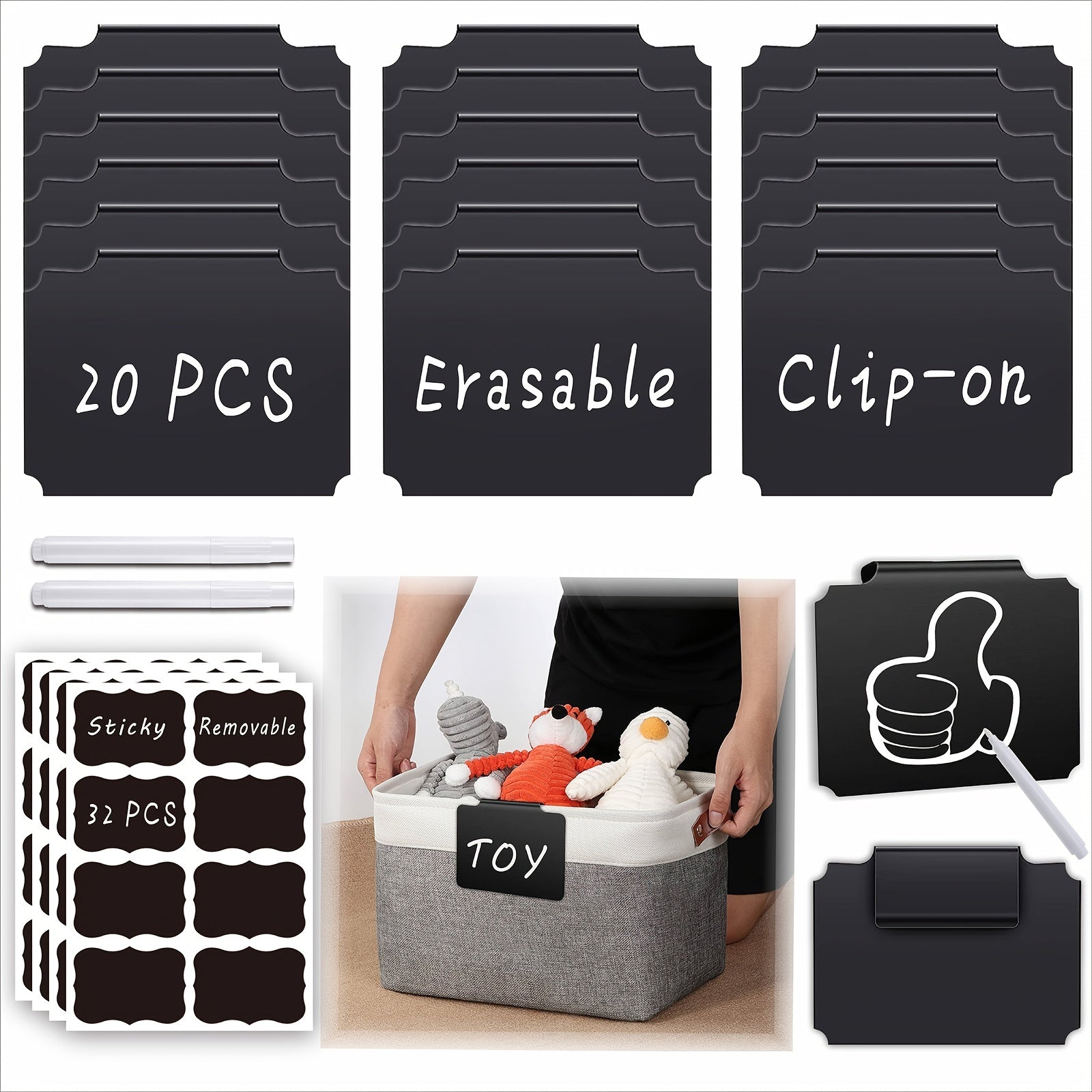 54-Piece Pantry & Storage Bin Labels Set with Chalk Markers