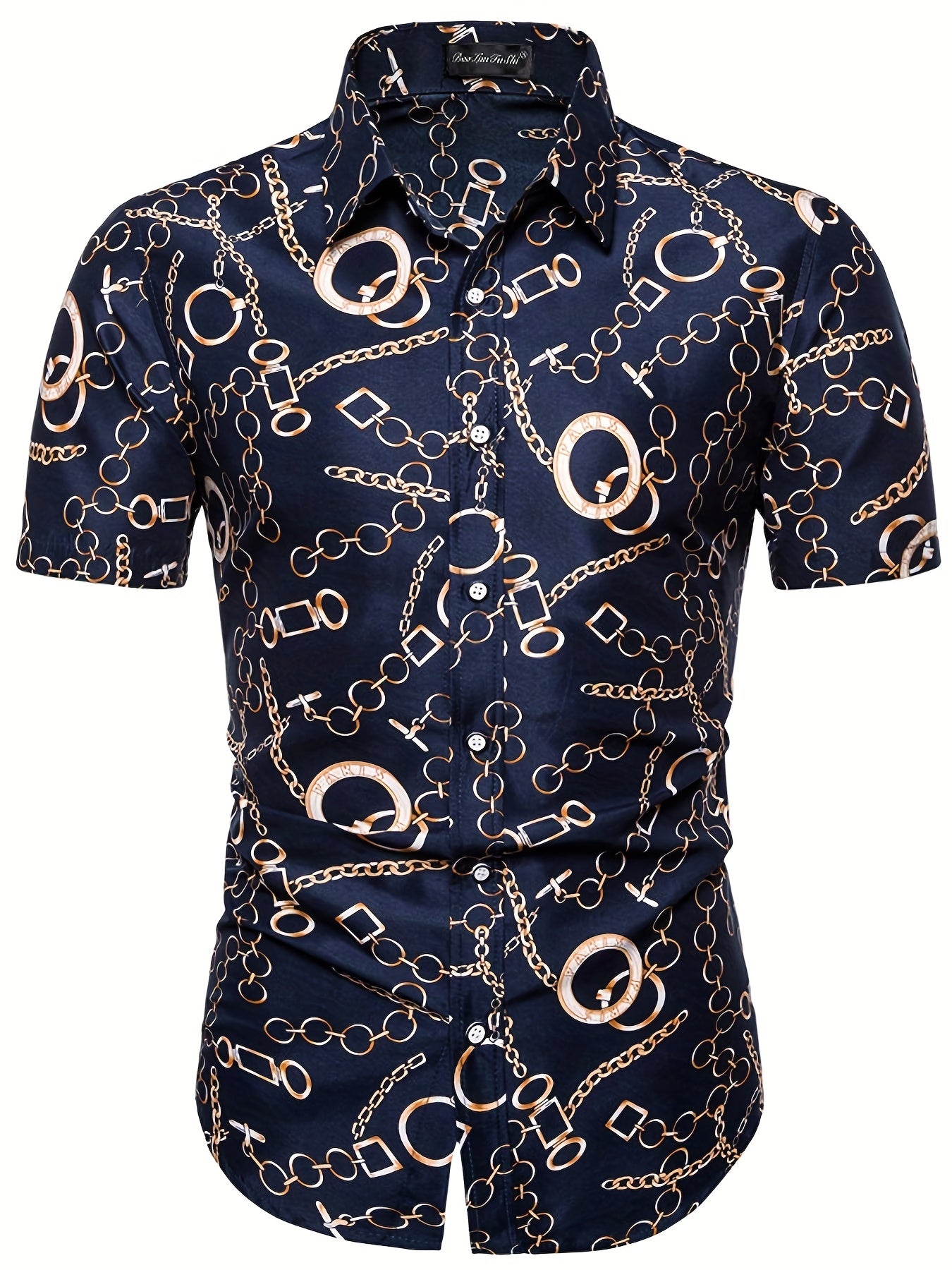 Casual Chain Pattern Short Sleeve Shirt Men s Hawaiian Shirt