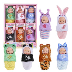 6pcs Realistic Doll Set with Pajamas 4 Inch PVC Youngsters