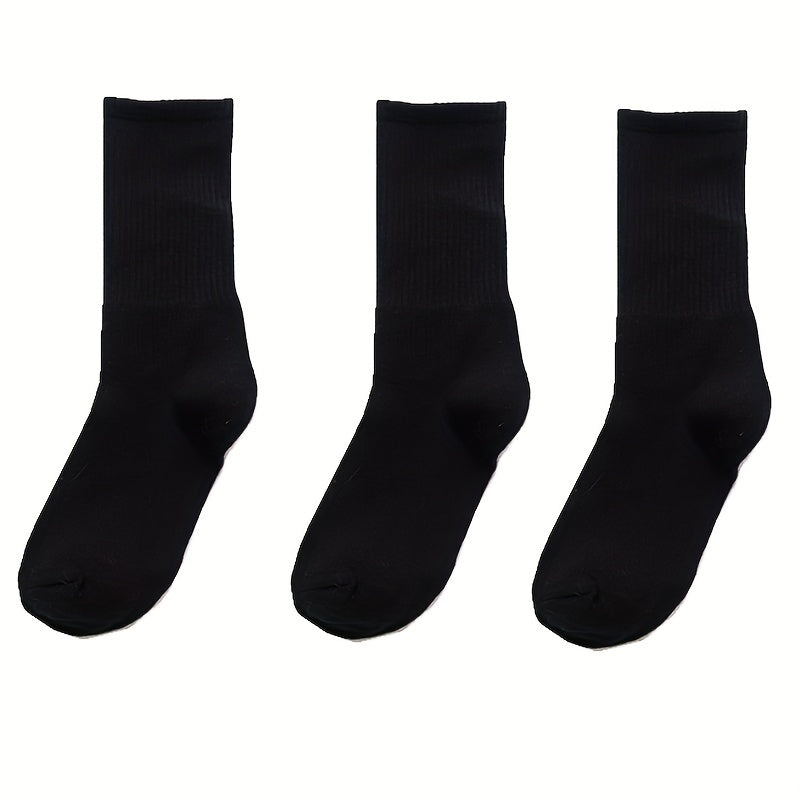 3 Pairs Solid Socks Comfy & Breathable All Match Women's Stockings