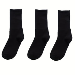 3 Pairs Solid Socks Comfy & Breathable All Match Women's Stockings