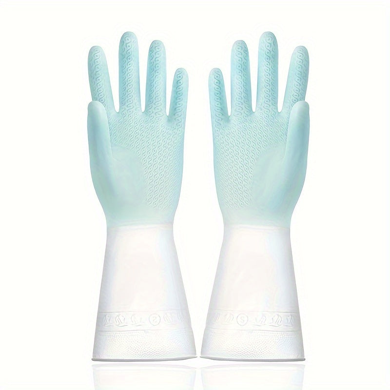 2pcs Set Kitchen Dish Washing Gloves PVC Rubber Silicone Latex