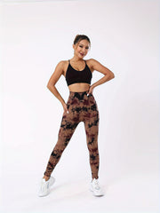 Tie Dye Seamless Sports Leggings High Waist Yoga Elastic Tights