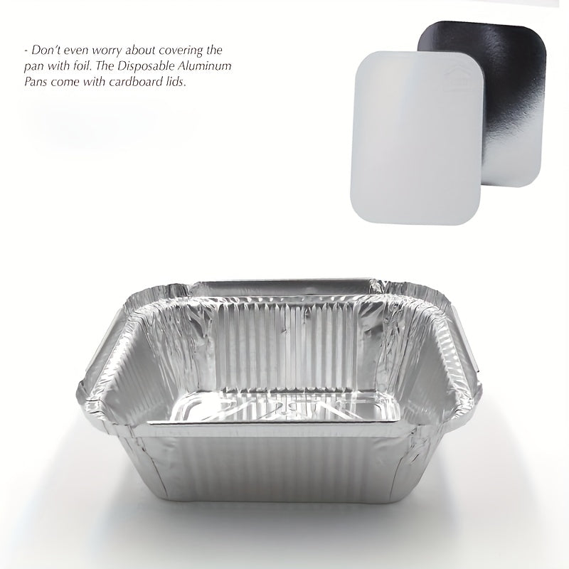 20pcs Aluminum Foil Food Containers With Plastic Lids Disposable Pans