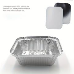 20pcs Aluminum Foil Food Containers With Plastic Lids Disposable Pans