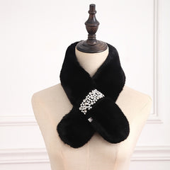 Rabbit Fur Neck Scarf Solid Wrap Scarf Neck Warmer For Winter