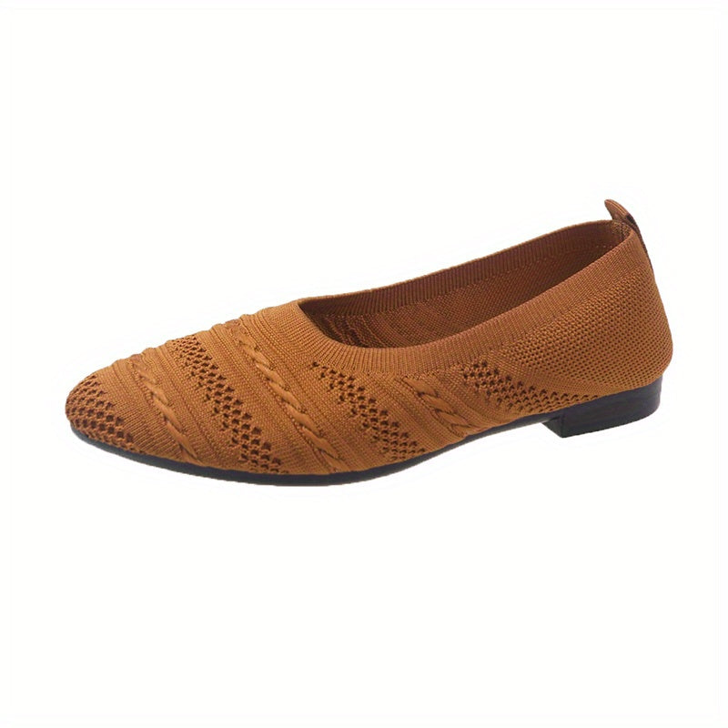 Women's Breathable Knit Flat Shoes Casual Pointed Toe Lightweight Solid Shoes