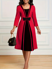 Colorblock Bow Knot Maxi Dress