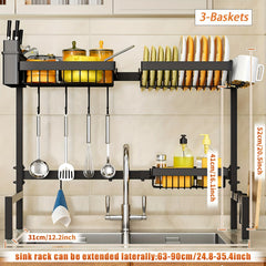 Adjustable Over Sink Dish Drying Rack Kitchen Drainer
