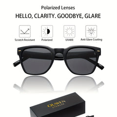 OUWEN Small Square Polarized Sunglasses Retro UV400 Protection VF2223A