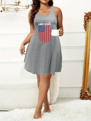 Flag & Letter Print Tank Sleep Dress
