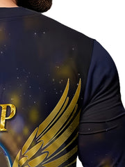 Wings Print Men's Long Sleeve Tee for Autumn