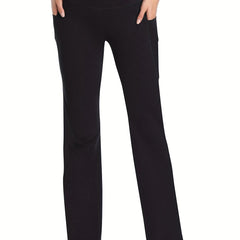 Women's Long Bootleg Flare Yoga Pants With Pocket High Waisted