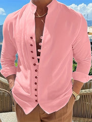 Men's Solid Long Sleeve Shirt for Spring Summer Autumn