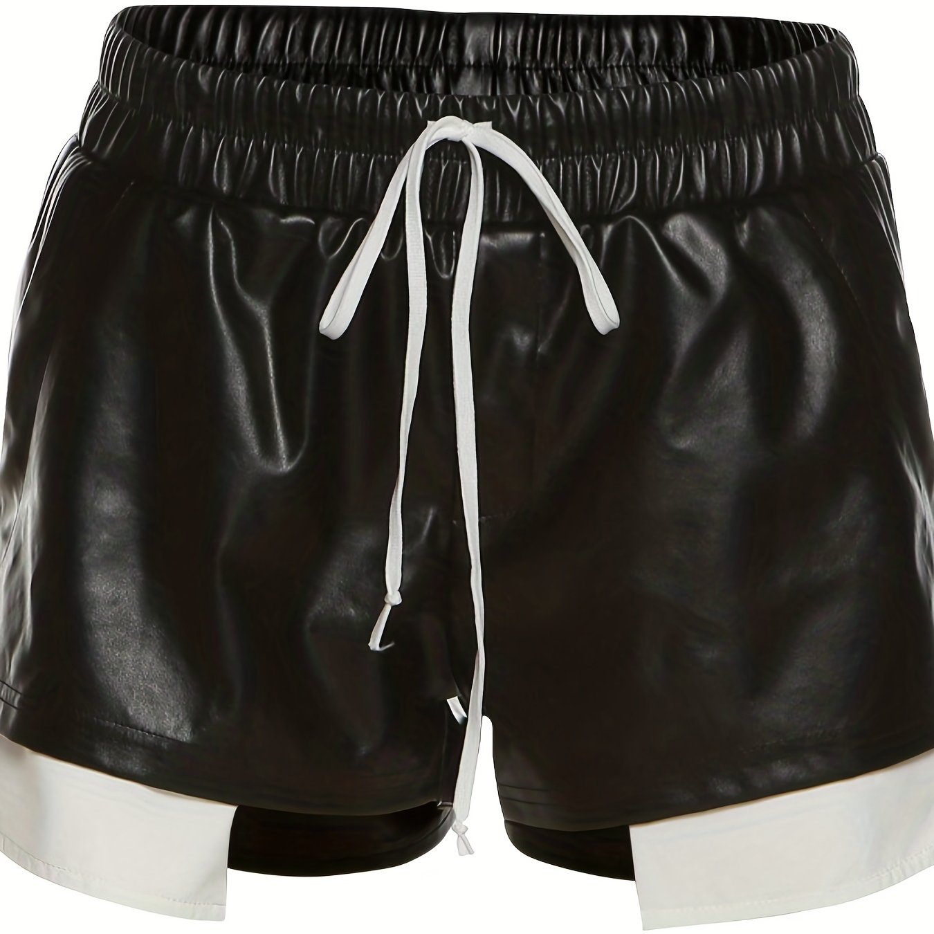 Patchwork Drawstring Shorts Women's Clothing