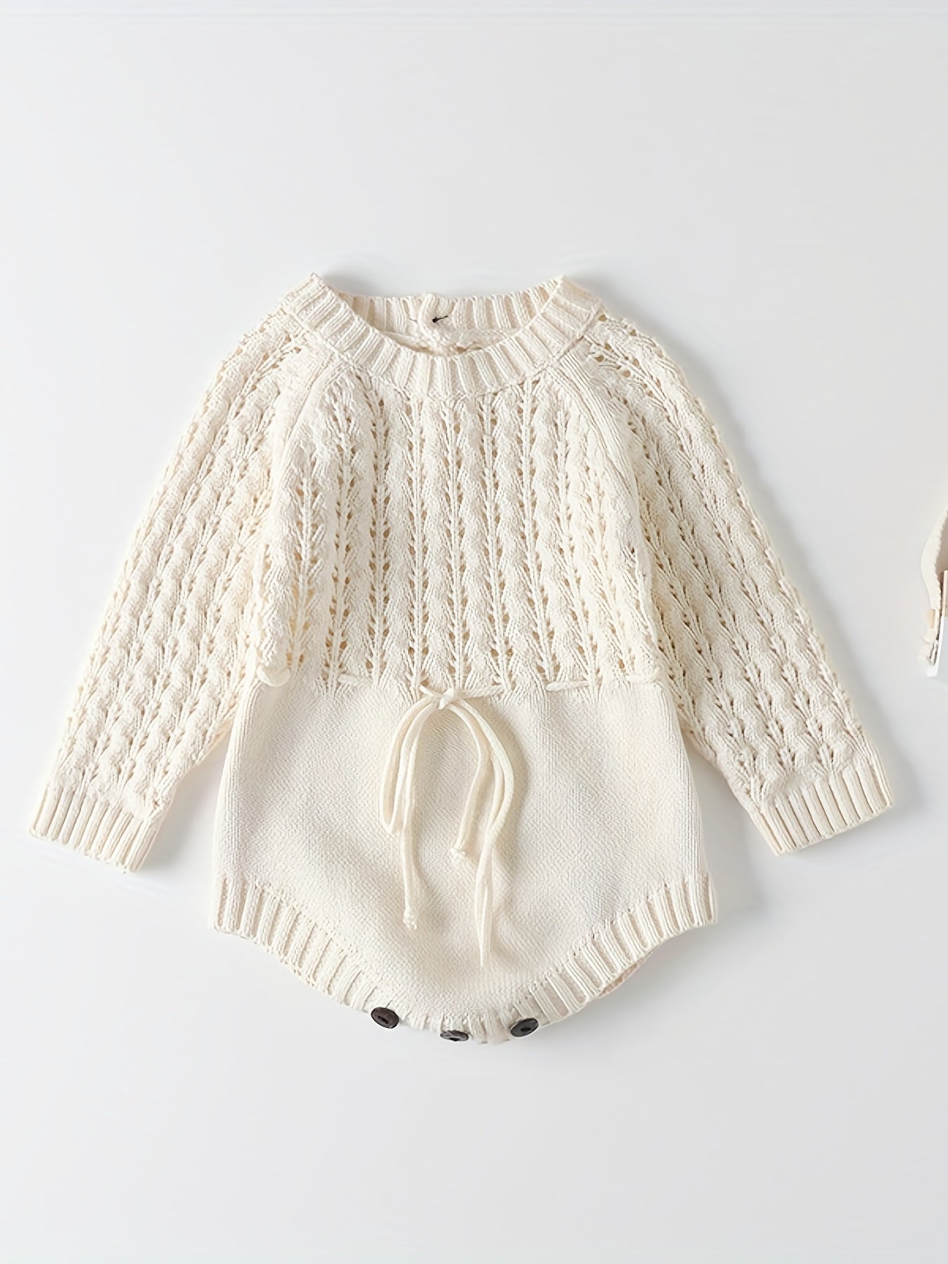Baby Girls Knitted Hollow Tunic Long Sleeved Romper Sweater Onesie