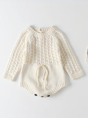 Baby Girls Knitted Hollow Tunic Long Sleeved Romper Sweater Onesie