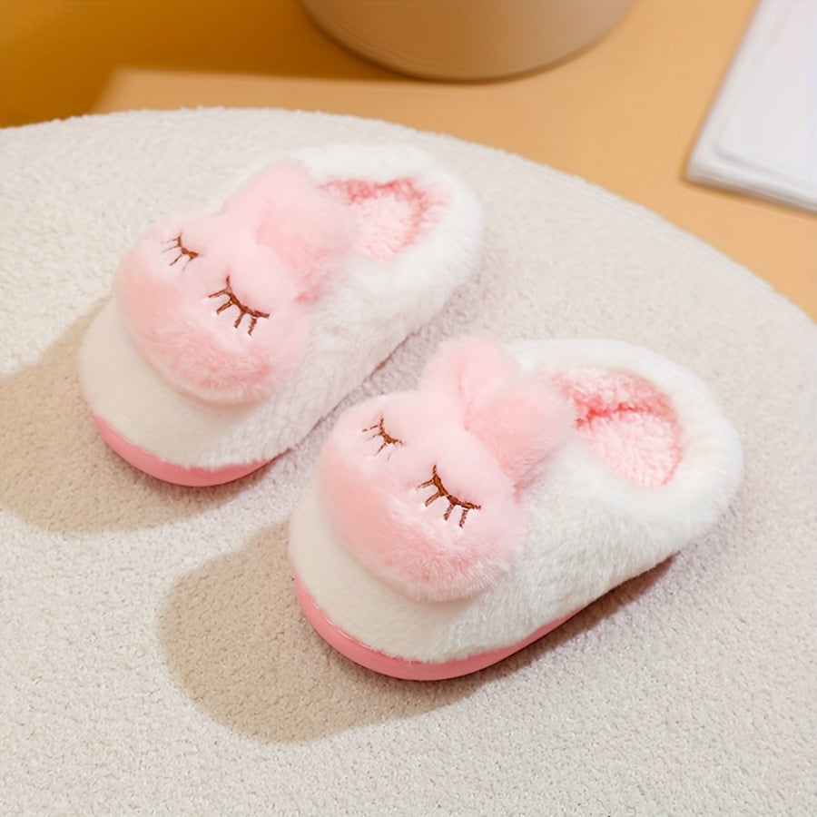 Girls Cartoon Rabbit Furry House Shoes, Non Slip Soft Bottom Walking Shoes