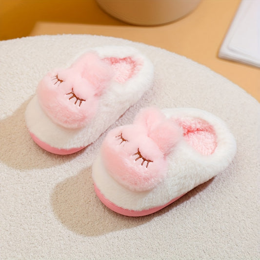 Girls Cartoon Rabbit Furry House Shoes, Non Slip Soft Bottom Walking Shoes