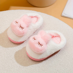Girls Cartoon Rabbit Furry House Shoes, Non Slip Soft Bottom Walking Shoes