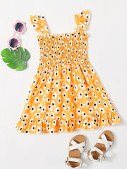 Girls Sleeveless Floral Print Dress
