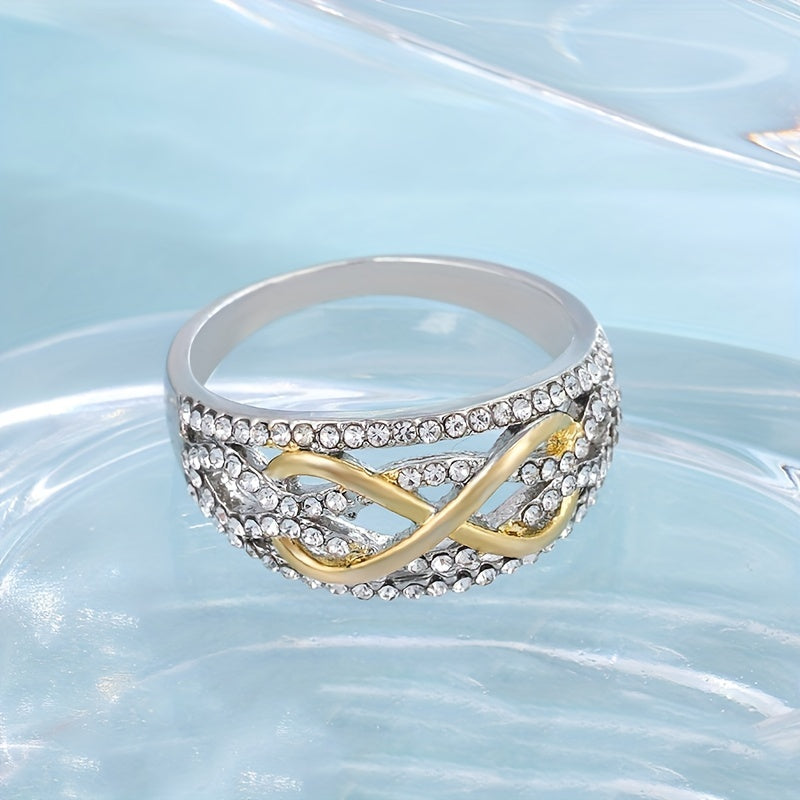 Two Tone Infinity Shape Engagement Wedding Ring