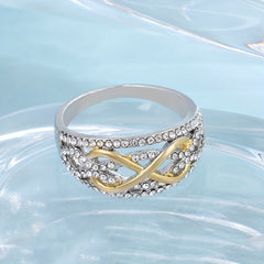 Two Tone Infinity Shape Engagement Wedding Ring