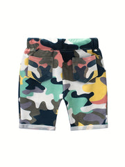 Boys Camo Casual Shorts Drawstring Waist Kids Summer Clothes