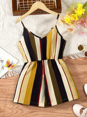 Girls Striped Casual Cami Rompers Jumpsuits For Beach Vacation