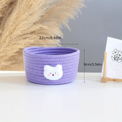 Purple Cotton Rope Animal Storage Basket