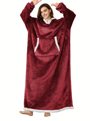 Fuzzy Hooded Night Robe Long Sleeve Women's Sleepwear