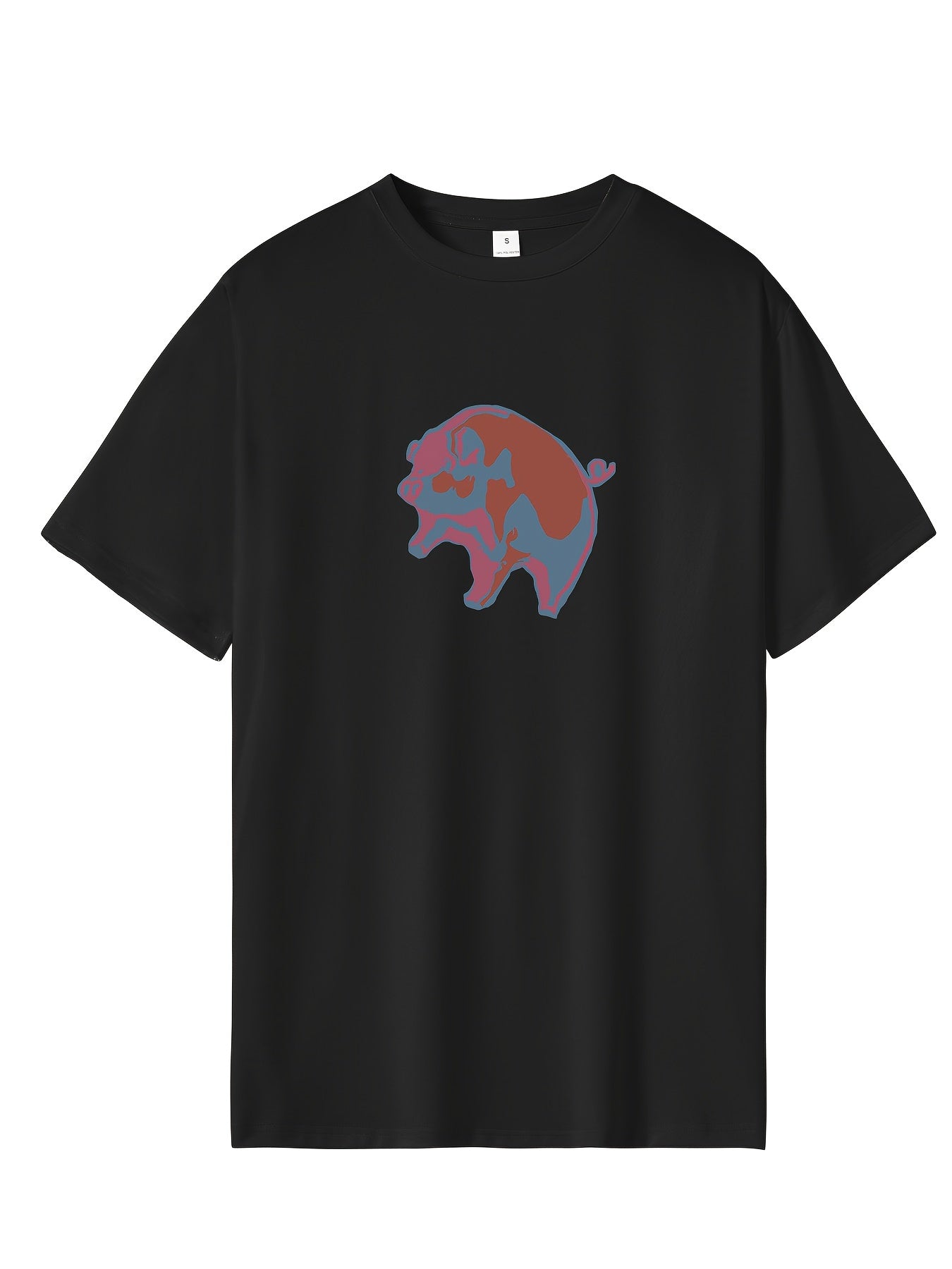 Men's Printed Leisure Sports T shirt Casual Stretch Round Neck Tee Shirt