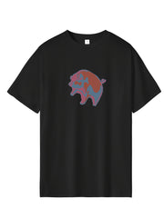Men's Printed Leisure Sports T shirt Casual Stretch Round Neck Tee Shirt