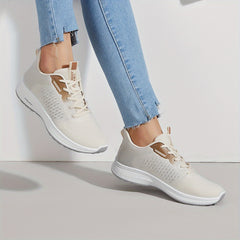 Women's Breathable Flying Woven Sneakers Low Top Lace Up Shoes
