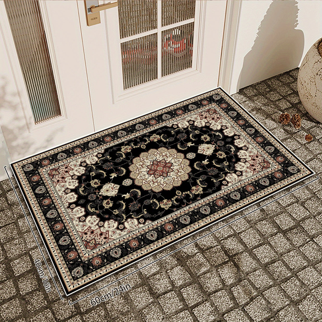 Boho Floral Waterproof Rug for Living Room Entry Outdoor
