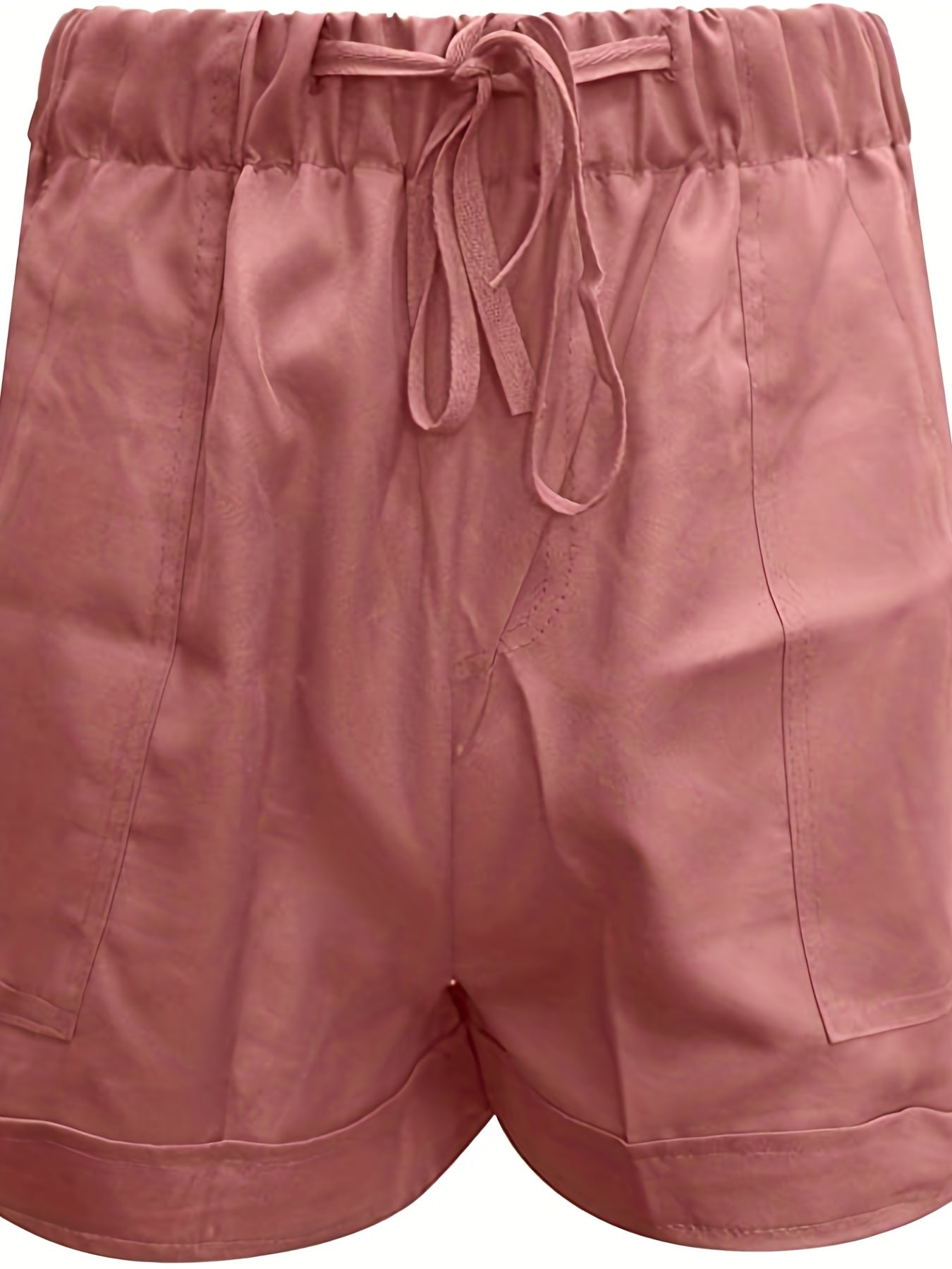 Solid Drawstring Shorts Casual Elastic Waist With Pockets
