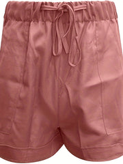 Solid Drawstring Shorts Casual Elastic Waist With Pockets