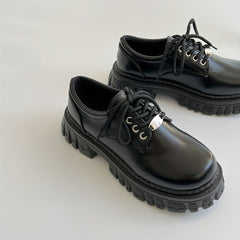 Women's Platform Loafers Lace Up Shoes British Style