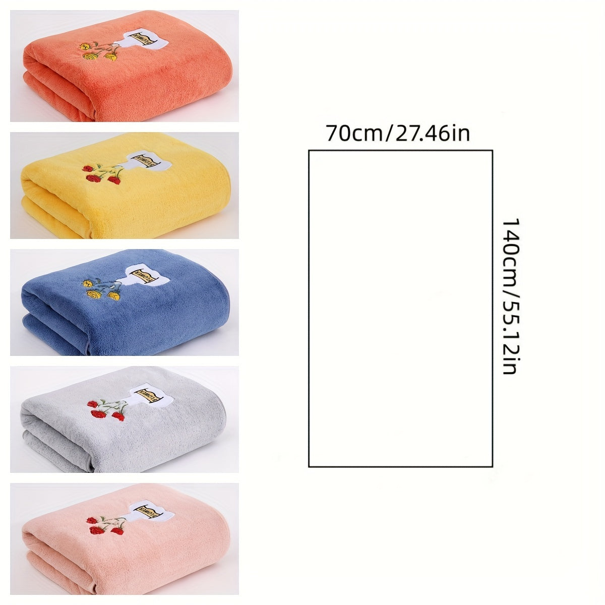 Soft Coral Fleece Bath Towel Quick Dry Absorbent Skin Friendly 55x27in