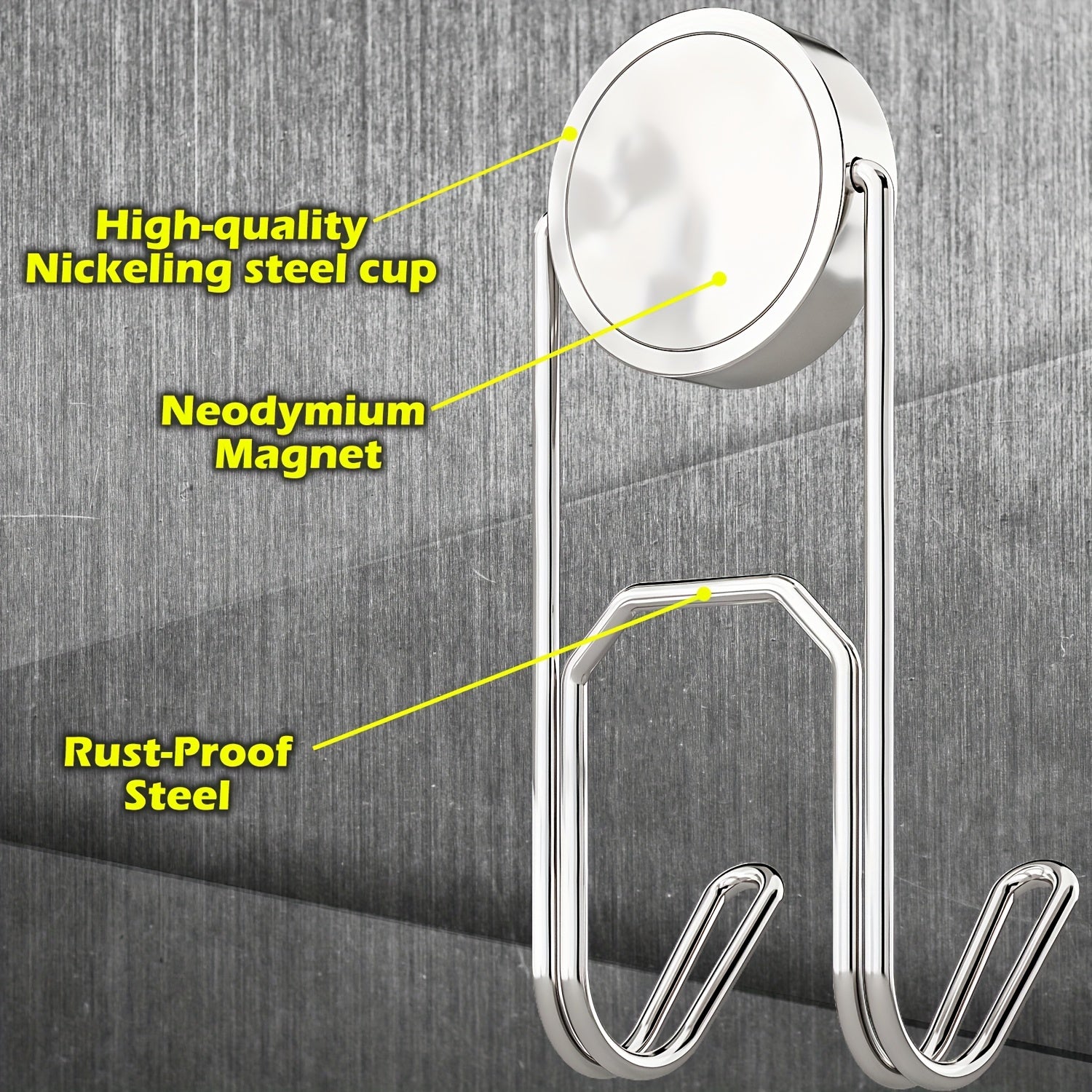 3pcs Strong Magnetic Double Hooks 25mm Base Heavy Duty Hooks for Hanging