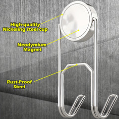 3pcs Strong Magnetic Double Hooks 25mm Base Heavy Duty Hooks for Hanging