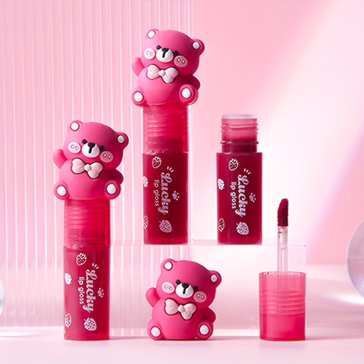 Water Mirror Lip Glaze Little Pink Bear Moisturizing Lip Gloss