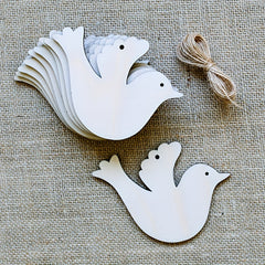 10Pcs Christmas Bird Wooden Cutouts DIY Craft Slices Shapes Gift Tags