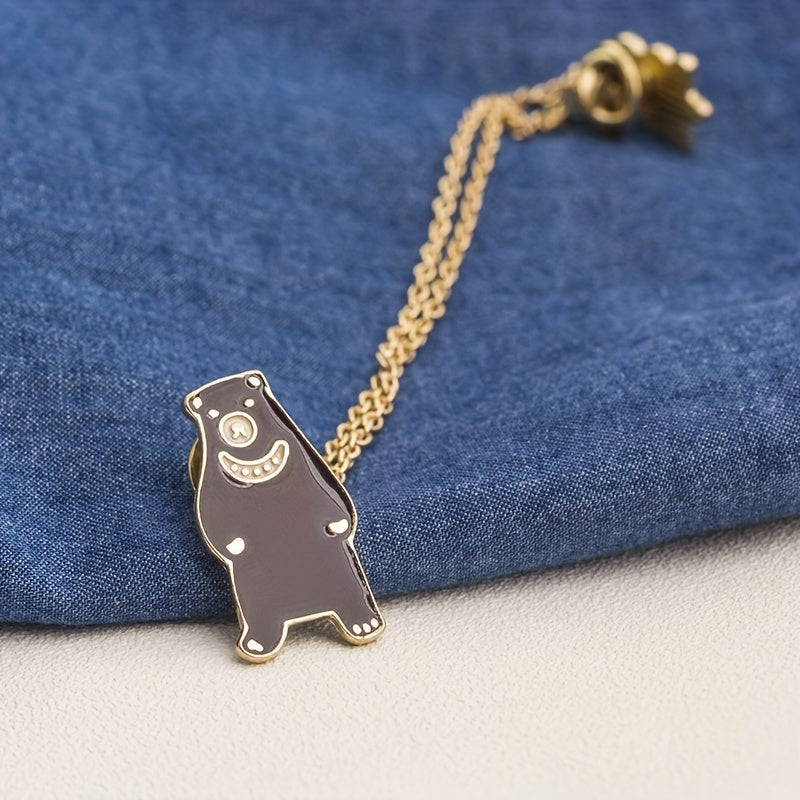 Boys Cartoon Animal Bear Pilot Wolf Brooch Corsage