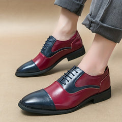Men's Cap Toe Oxford Shoes Lace up Front Block Dress Shoes Tie Optional