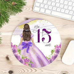 Girl Mouse Pad Round Non-slip Rubber Mouse Mat for Office Computers Laptops
