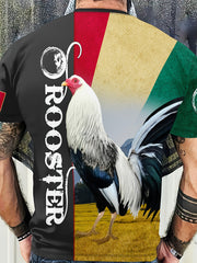 ROOSTER Print Men's Short Sleeve T-shirt Stylish Tees For Summer