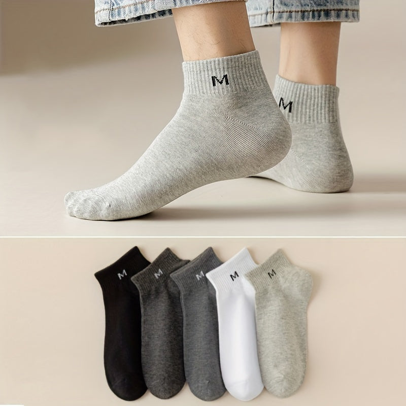 5 Pairs Letter Print Low Cut Ankle Socks Women's Stockings